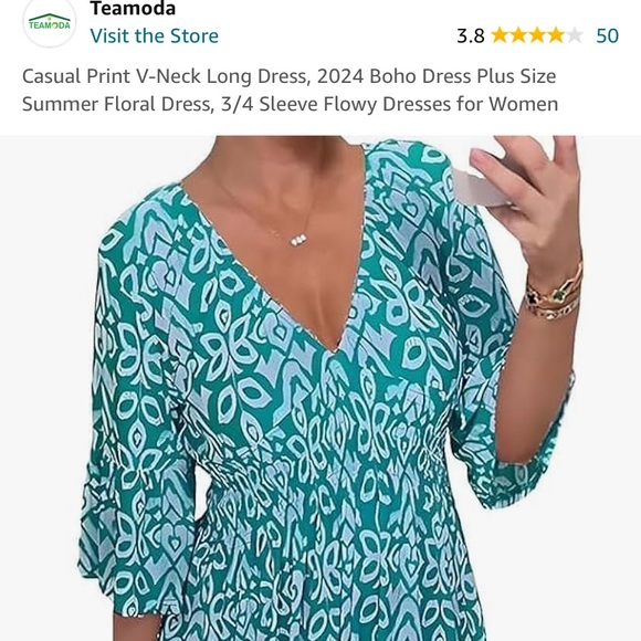 Teamoda casual print v neck long dress size xl - Picture 8 of 8